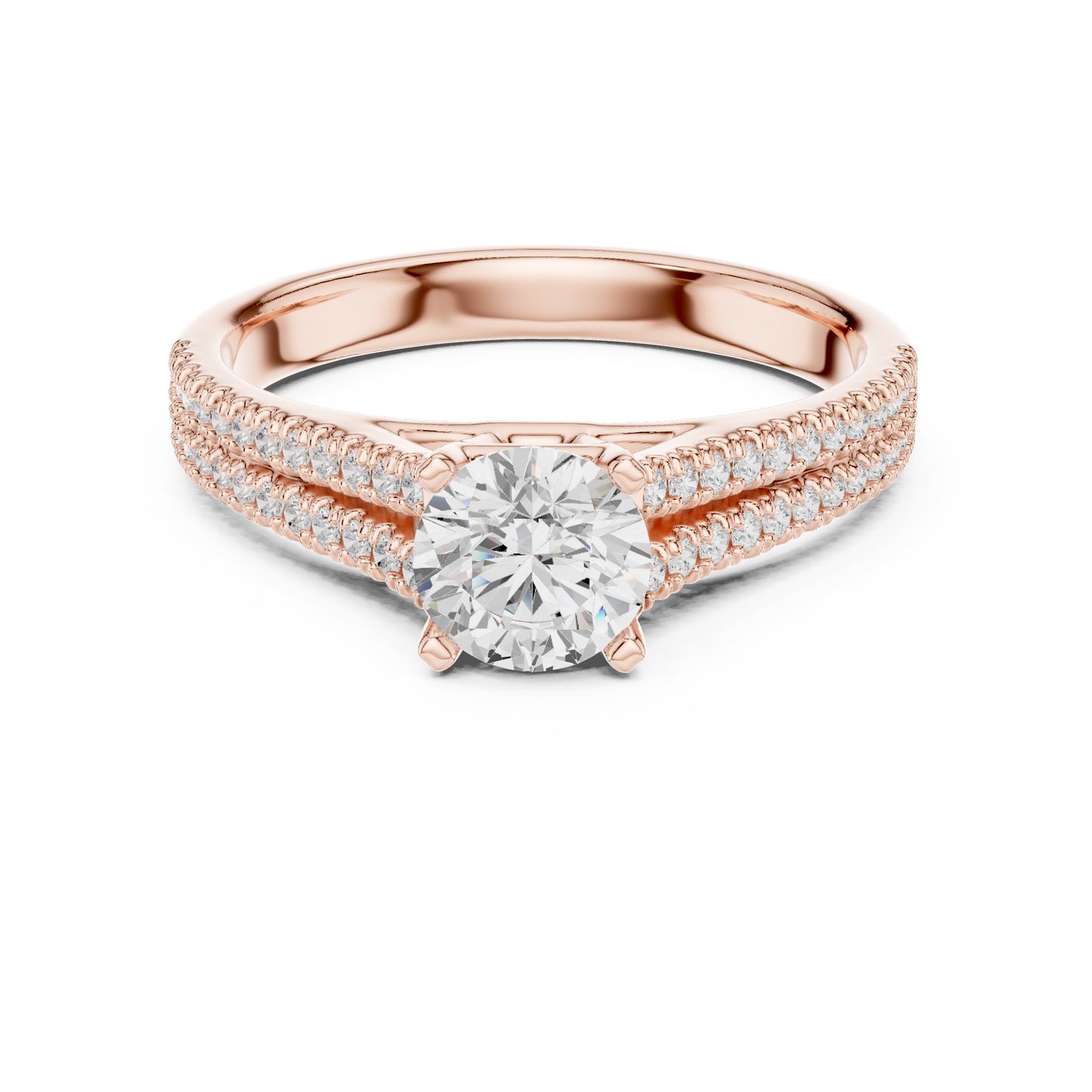Round Side Stone Lab Grown Diamond Ring