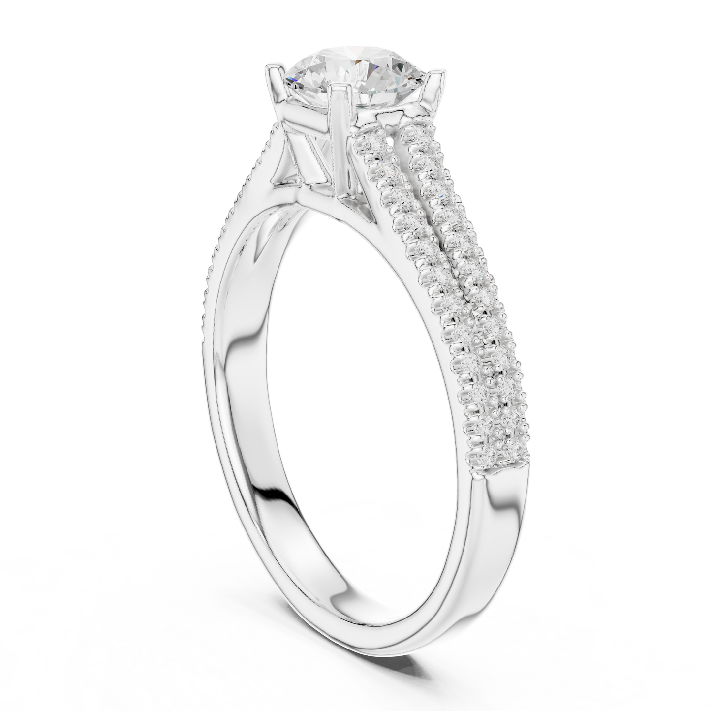 Round Side Stone Lab Grown Diamond Ring