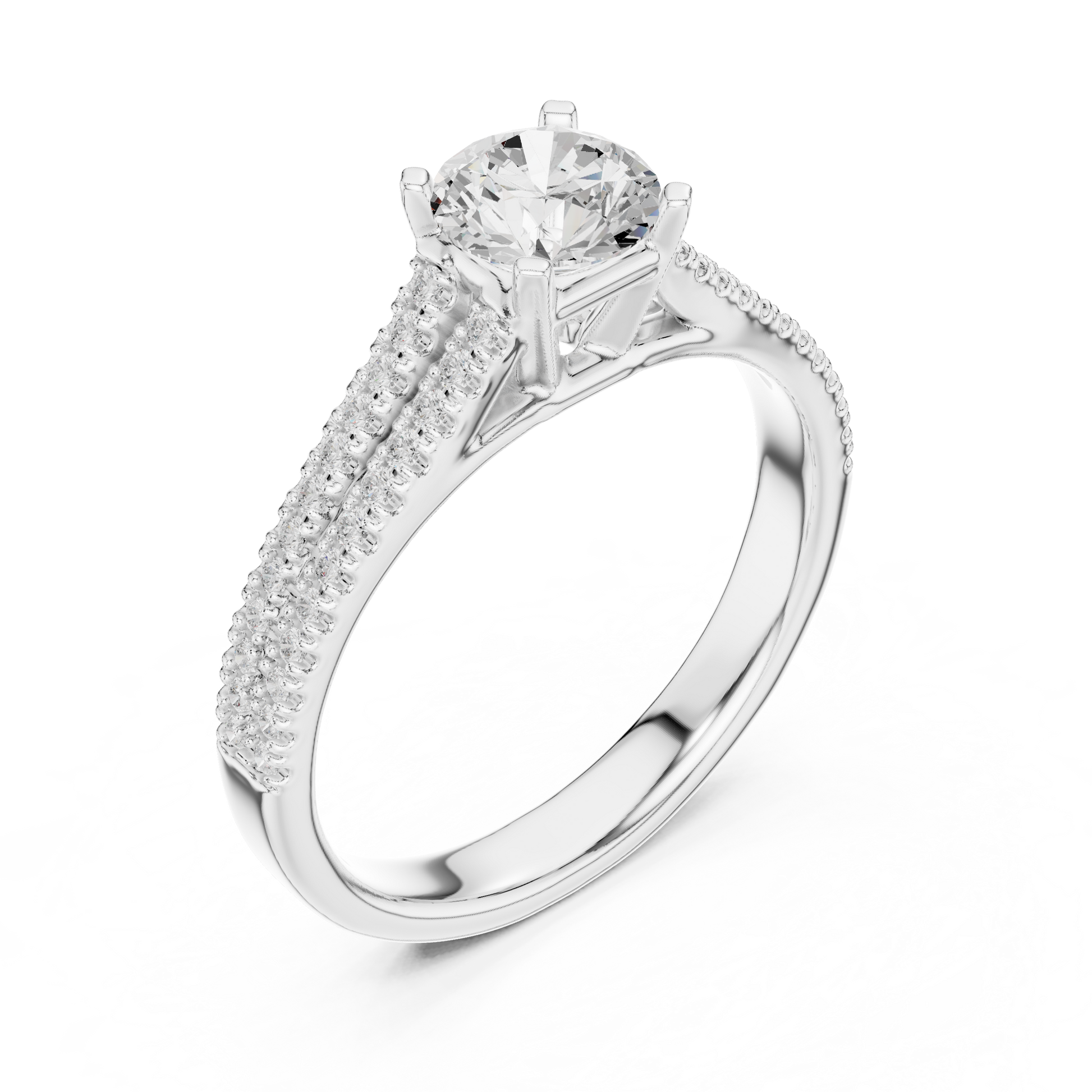 Round Side Stone Lab Grown Diamond Ring