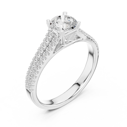 Round Side Stone Lab Grown Diamond Ring