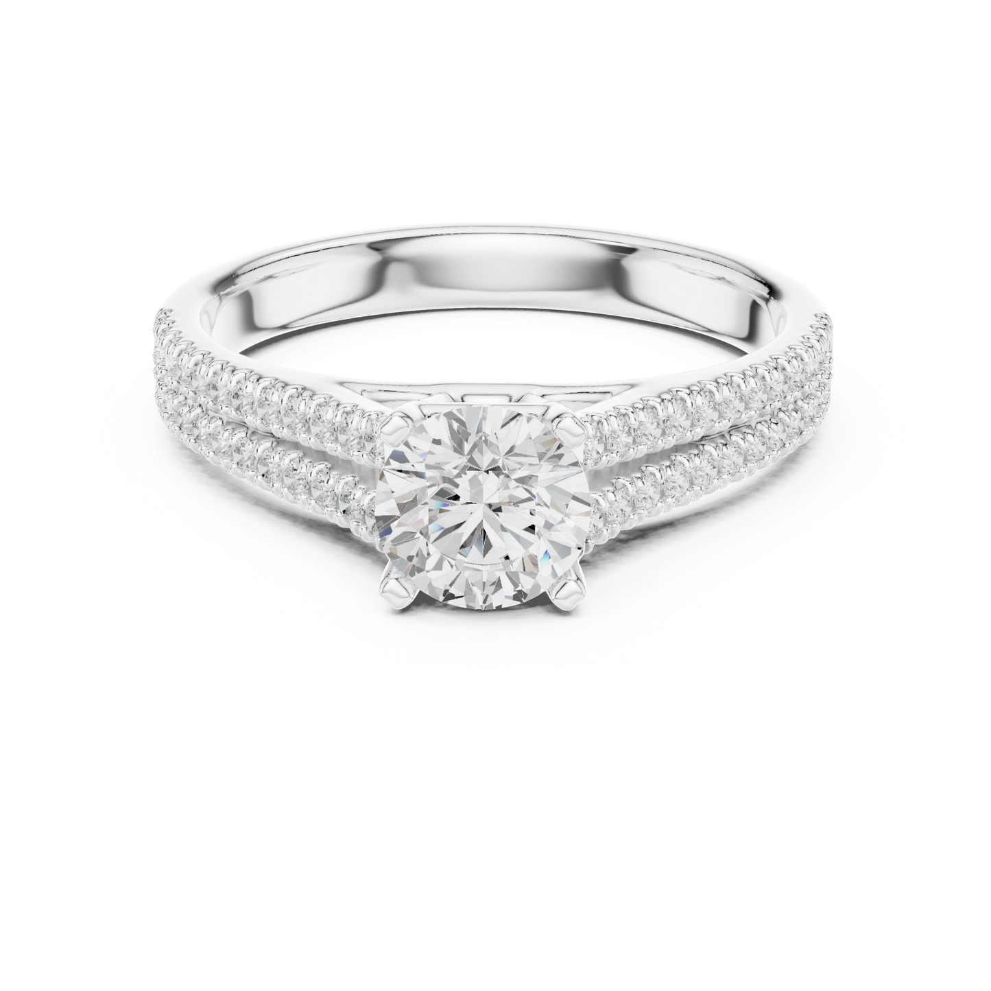 Round Side Stone Lab Grown Diamond Ring