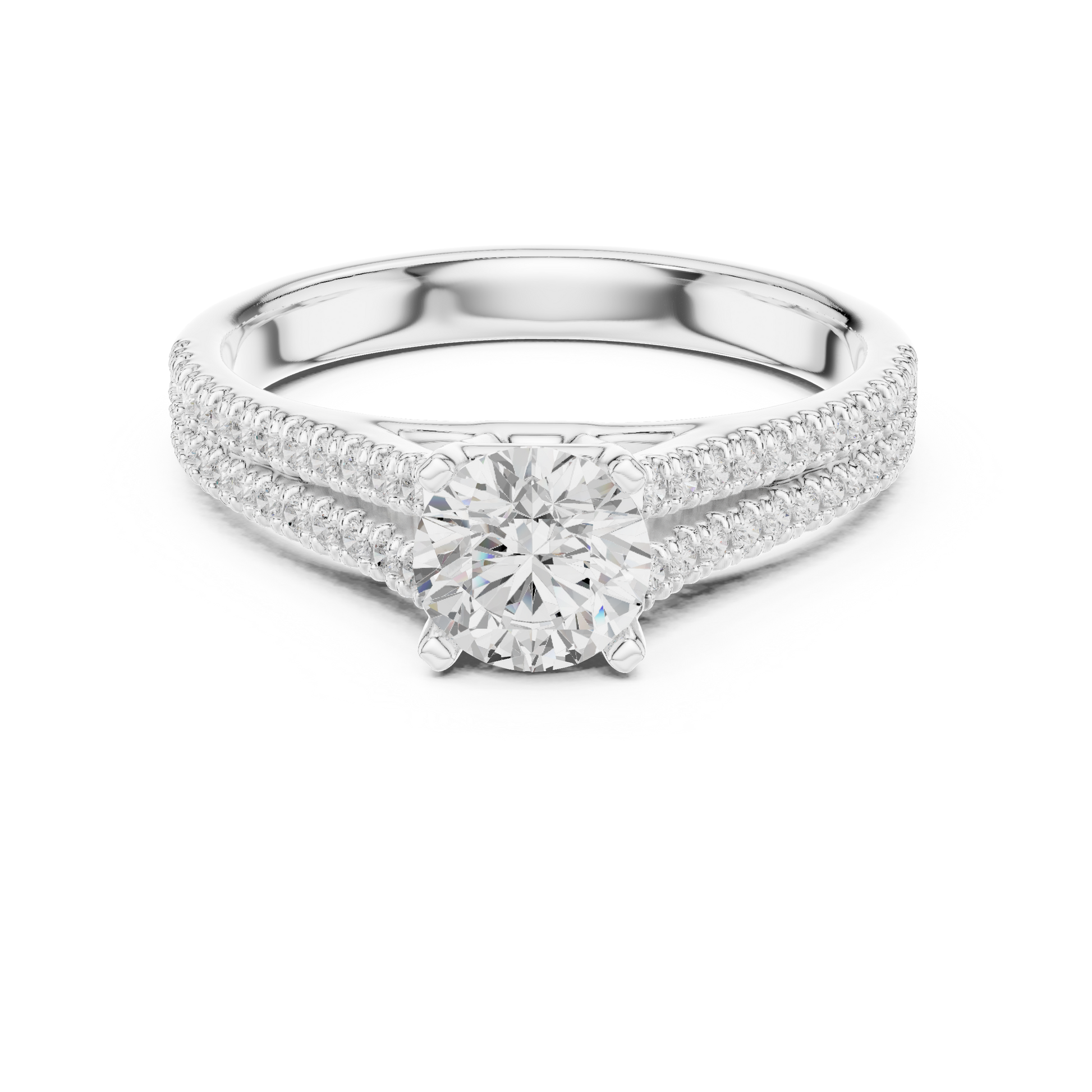 Round Side Stone Lab Grown Diamond Ring