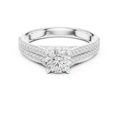 Round Side Stone Lab Grown Diamond Ring