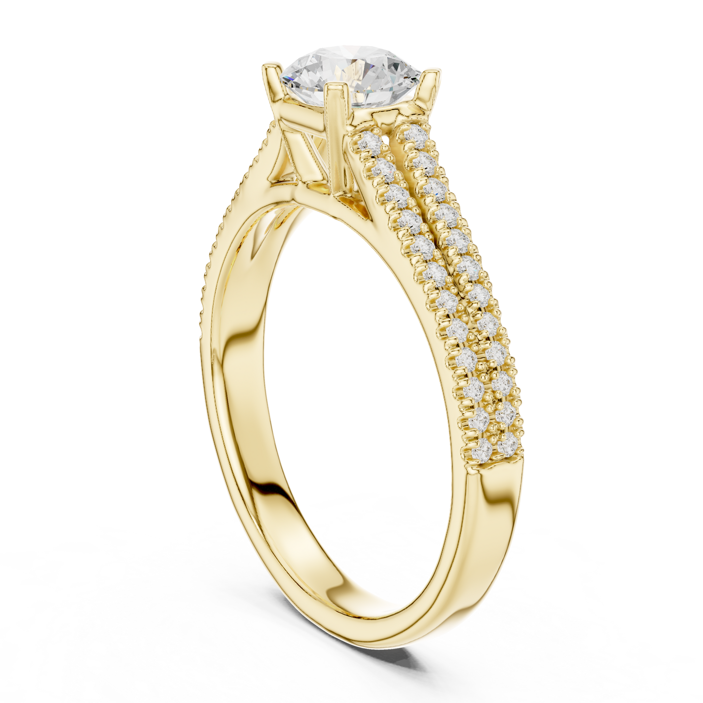 Round Side Stone Lab Grown Diamond Ring
