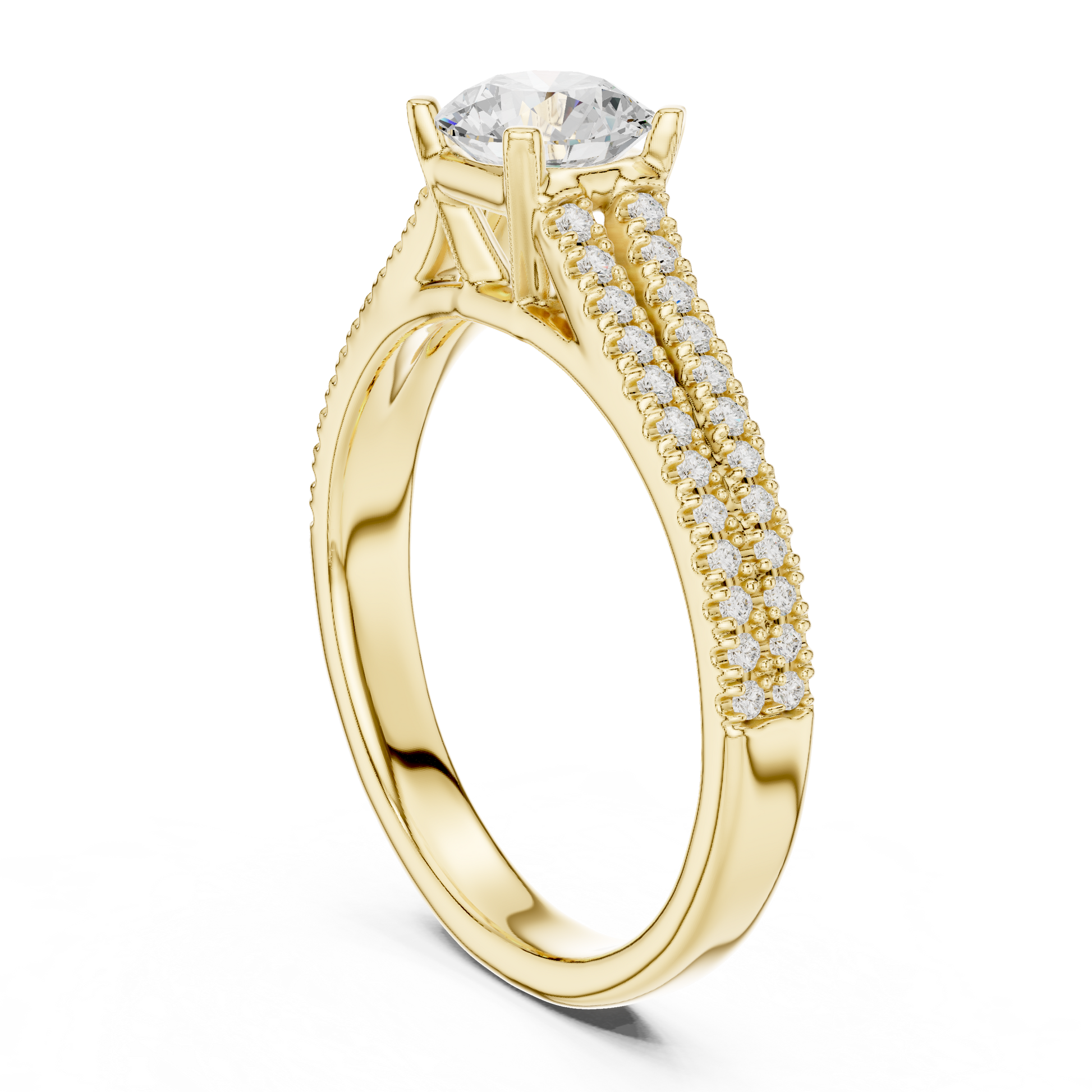 Round Side Stone Lab Grown Diamond Ring