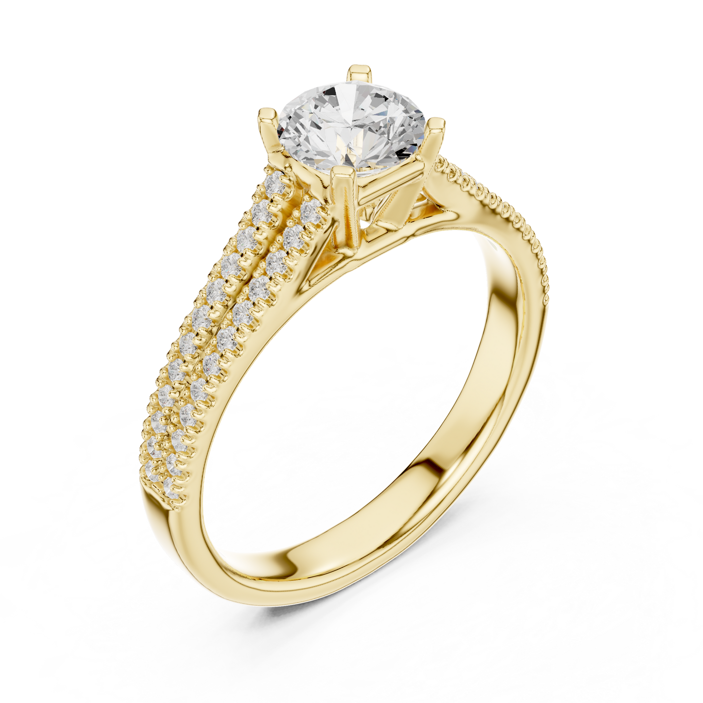 Round Side Stone Lab Grown Diamond Ring