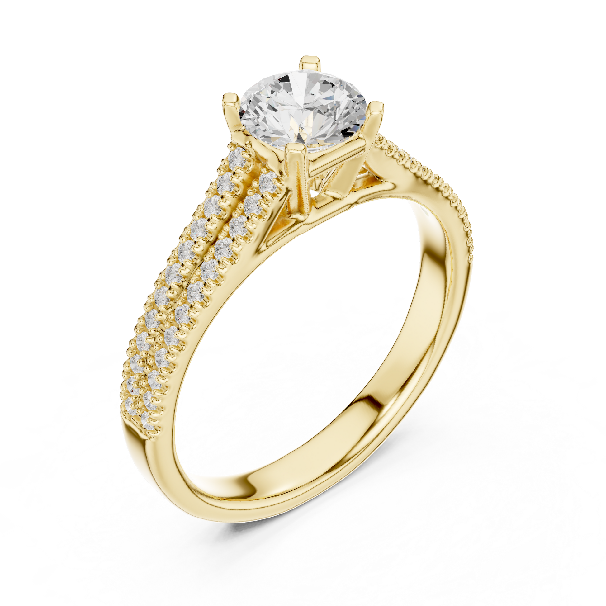Round Side Stone Lab Grown Diamond Ring