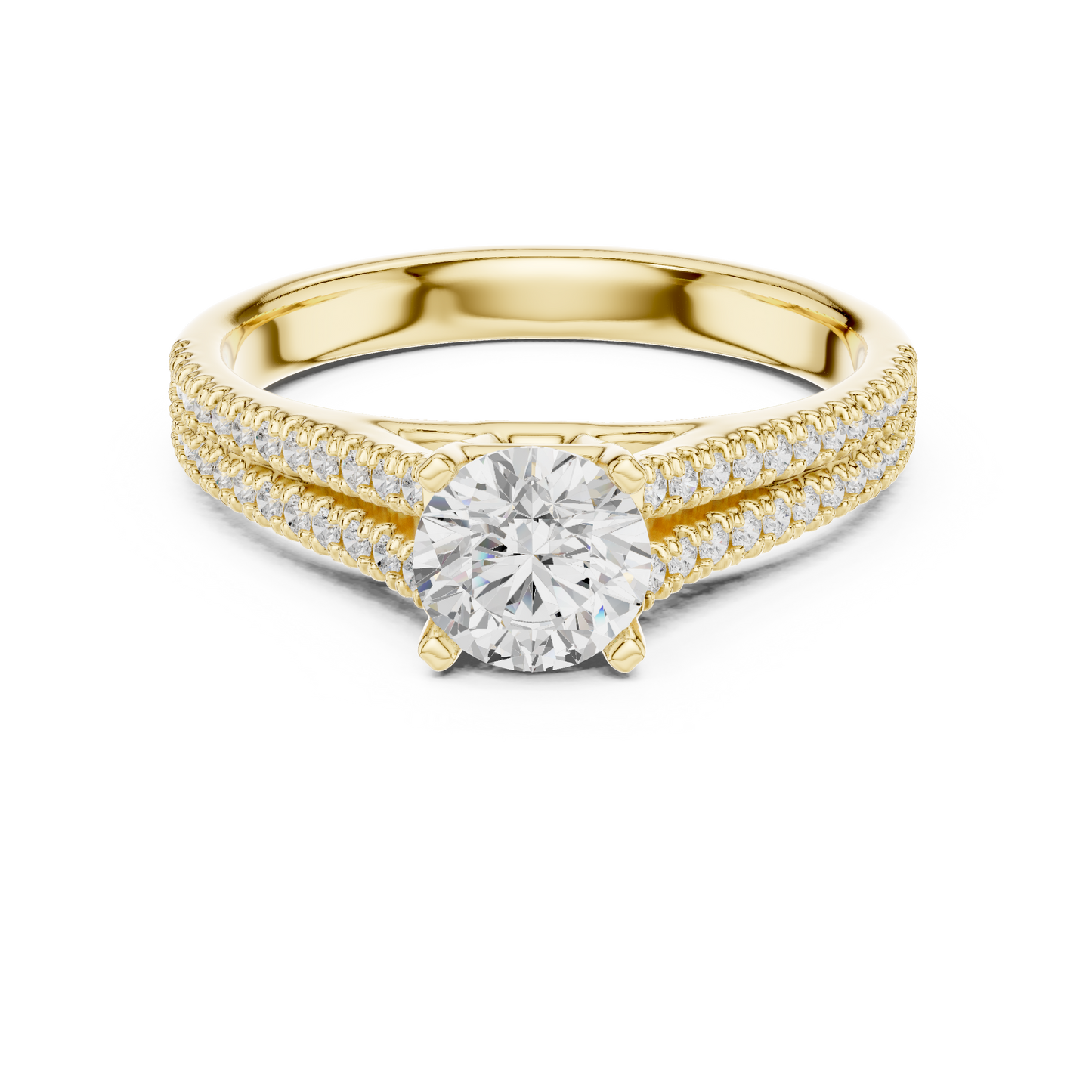 Round Side Stone Lab Grown Diamond Ring