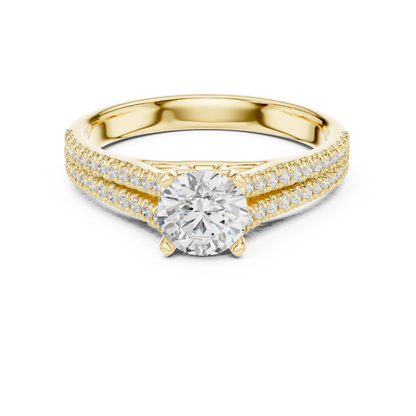 Round Side Stone Lab Grown Diamond Ring