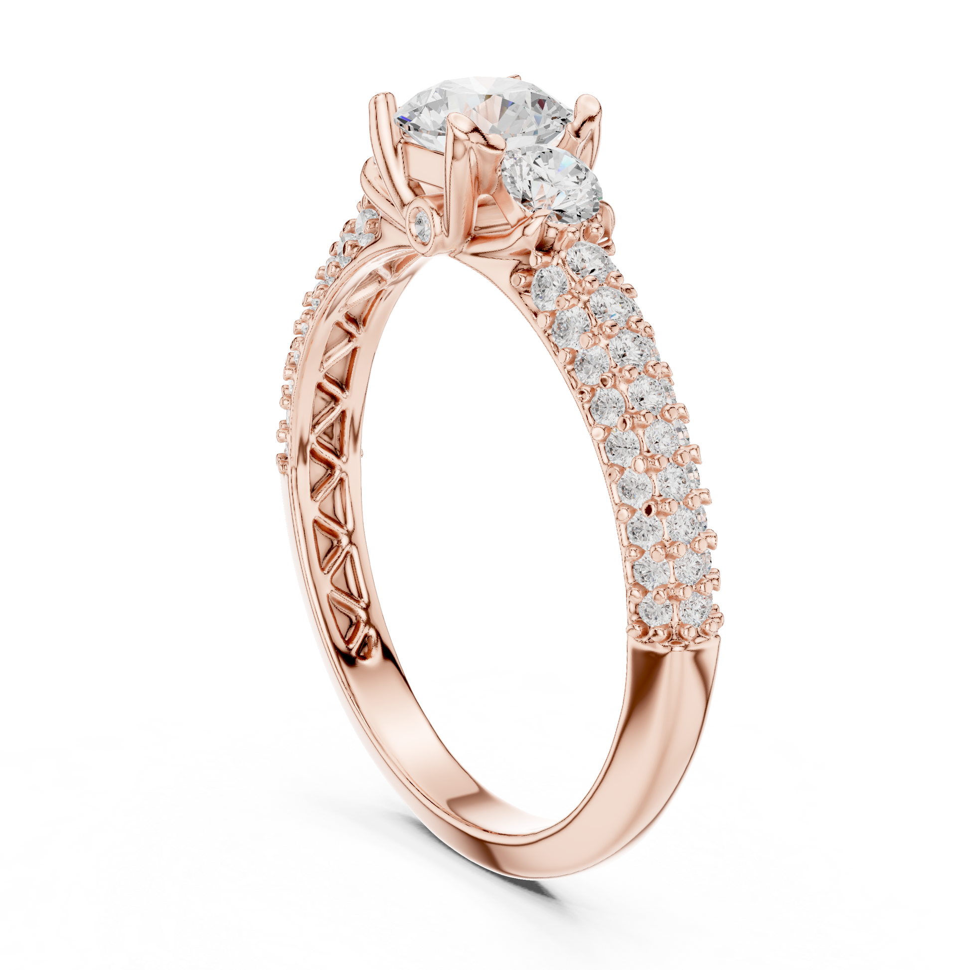 Round Pave Lab Grown Diamond Ring