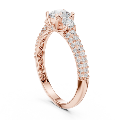 Round Pave Lab Grown Diamond Ring