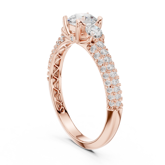 Round Pave Lab Grown Diamond Ring