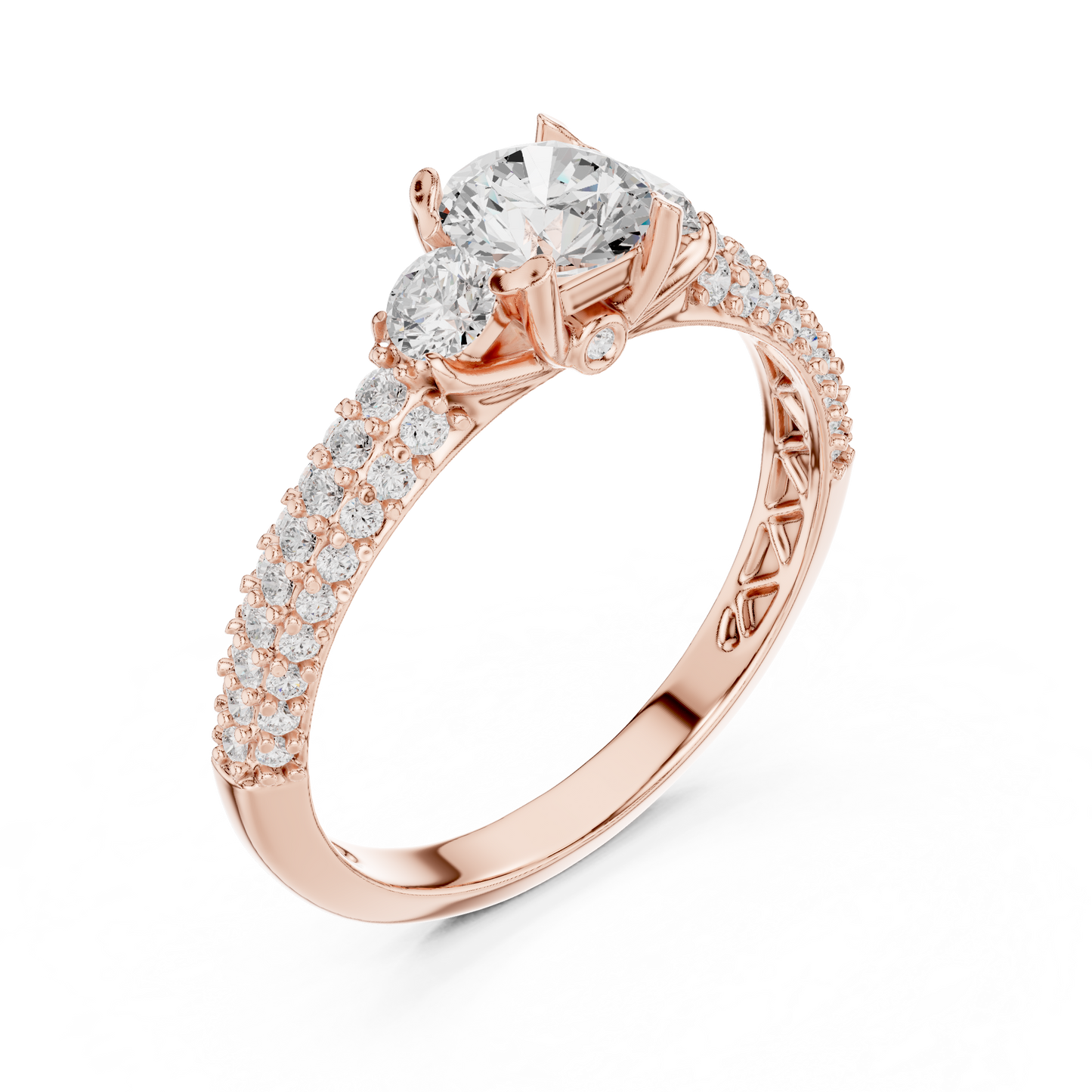 Round Pave Lab Grown Diamond Ring