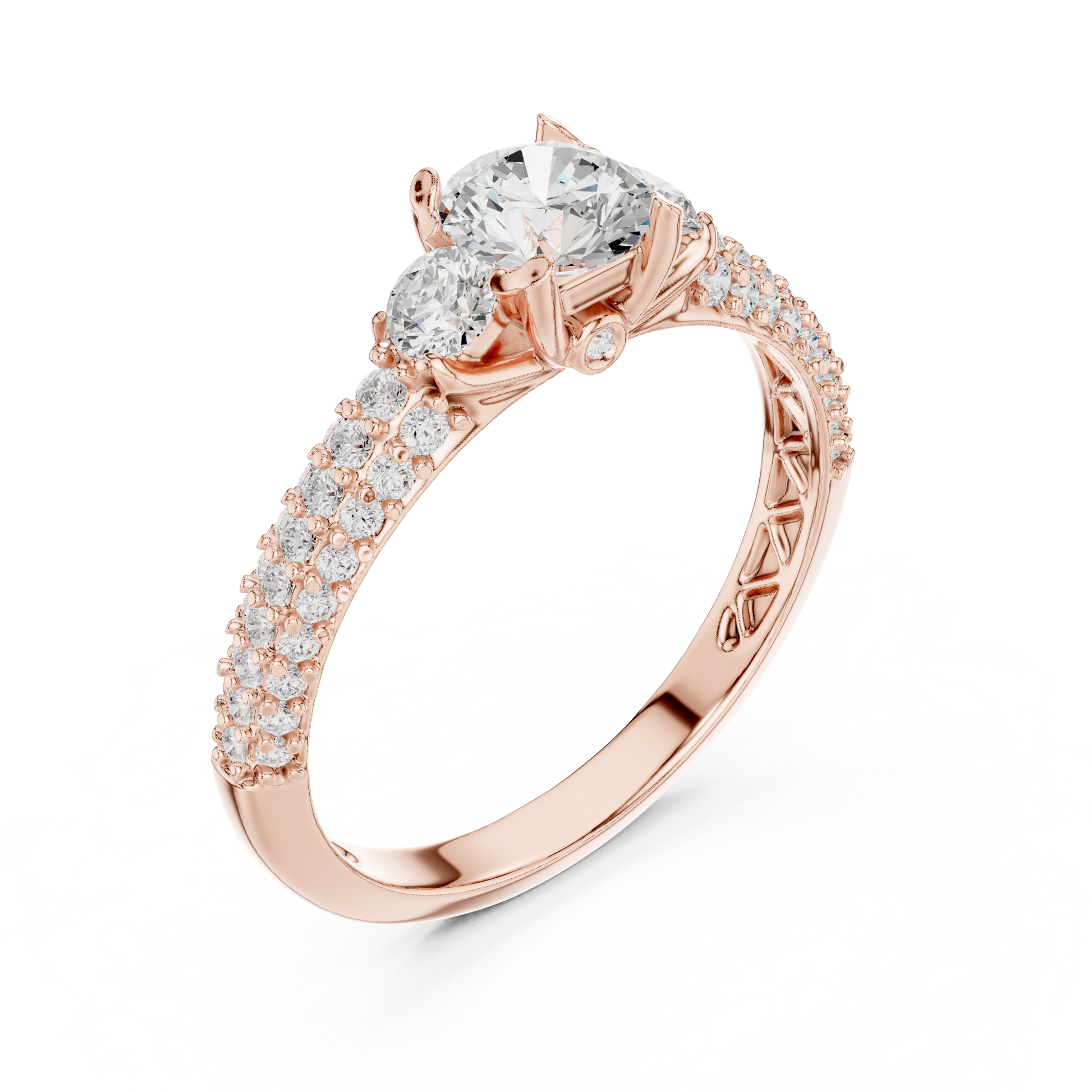 Round Pave Lab Grown Diamond Ring