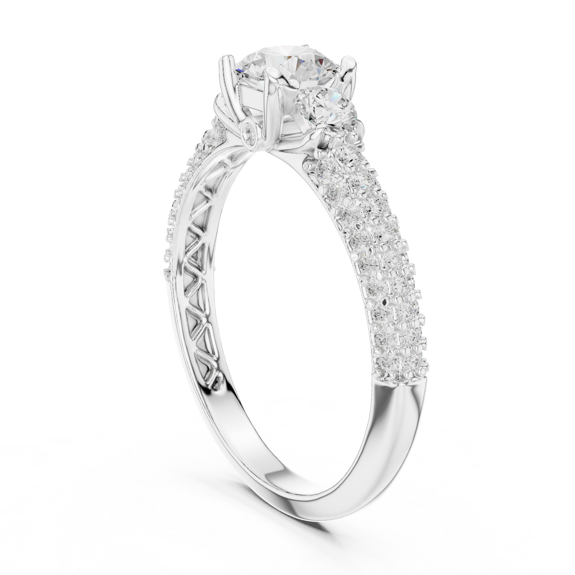 Round Pave Lab Grown Diamond Ring