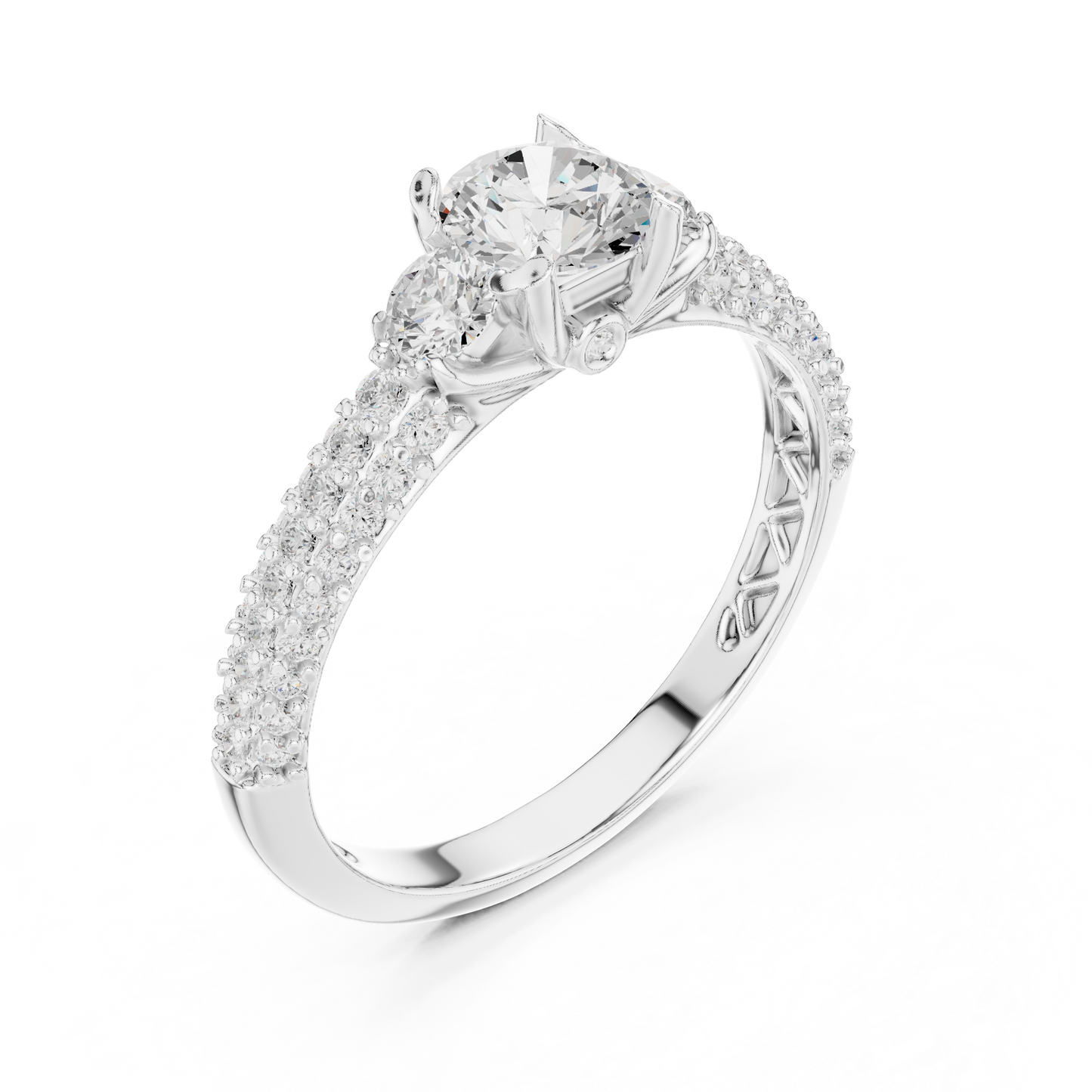 Round Pave Lab Grown Diamond Ring