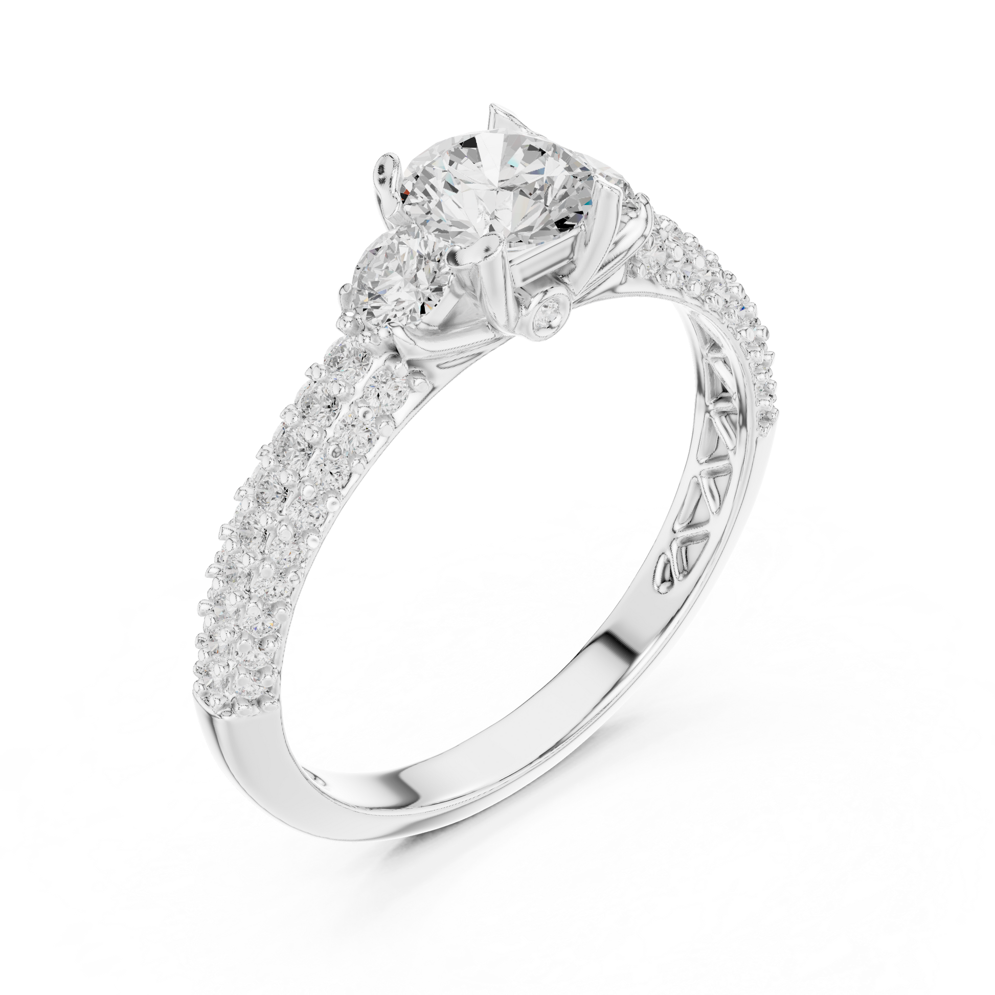 Round Pave Lab Grown Diamond Ring