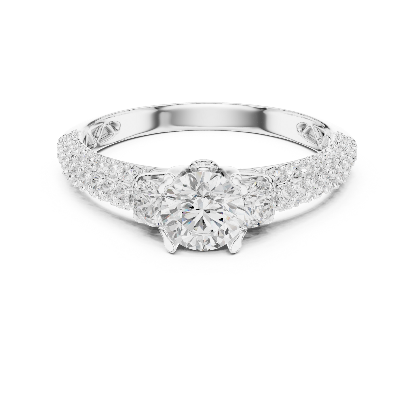 Round Pave Lab Grown Diamond Ring