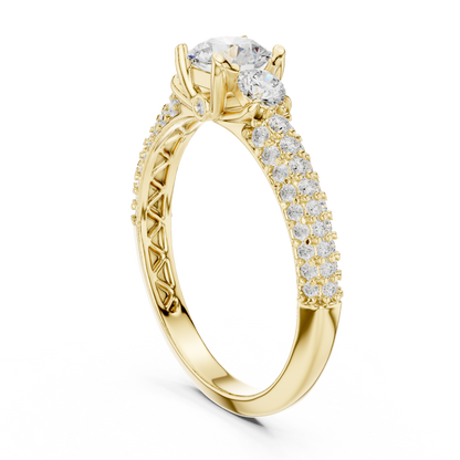 Round Pave Lab Grown Diamond Ring