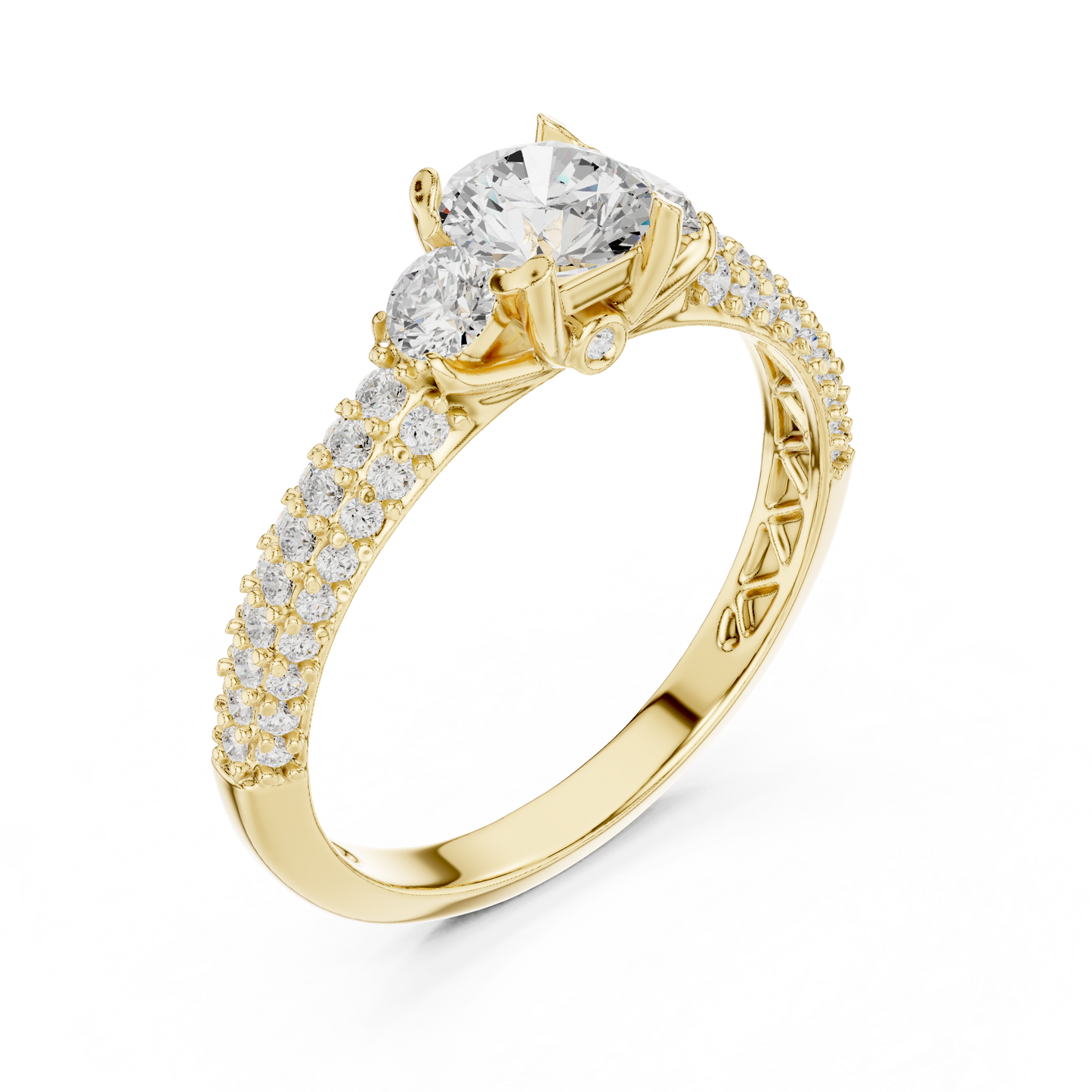 Round Pave Lab Grown Diamond Ring