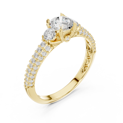 Round Pave Lab Grown Diamond Ring