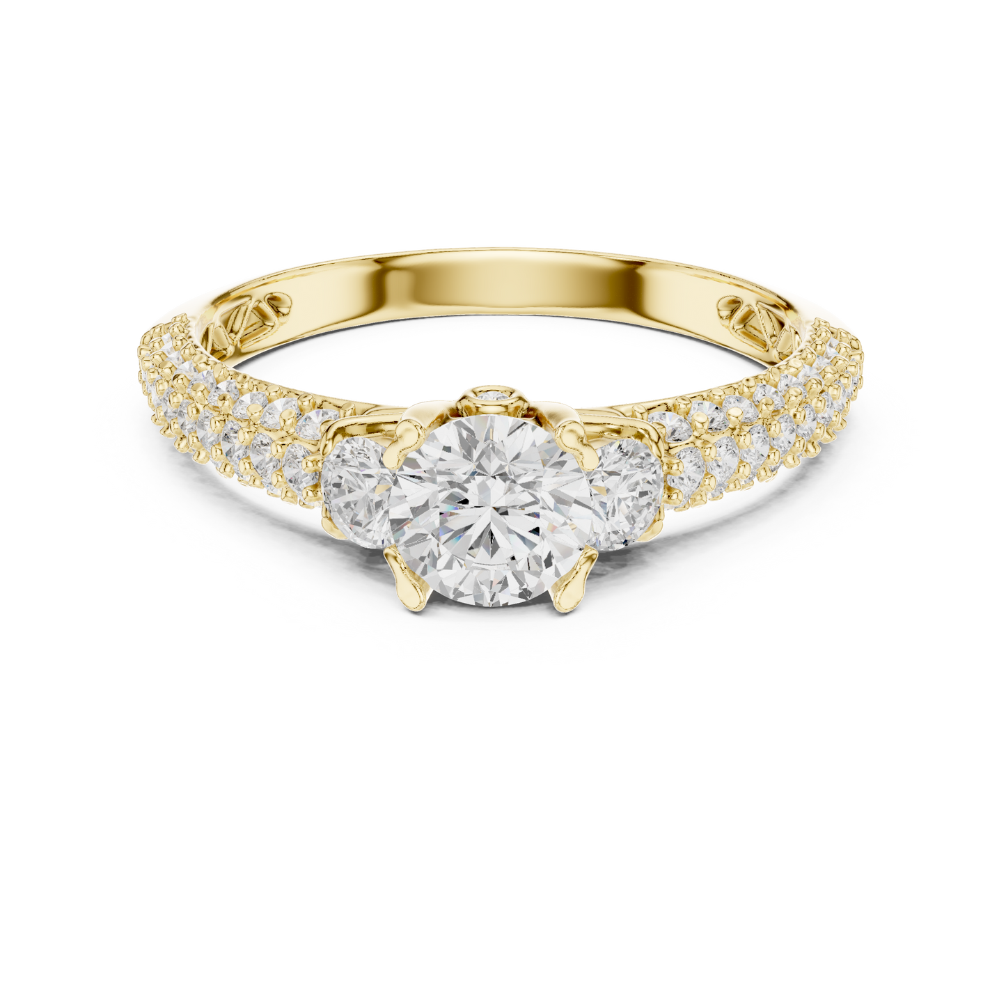 Round Pave Lab Grown Diamond Ring