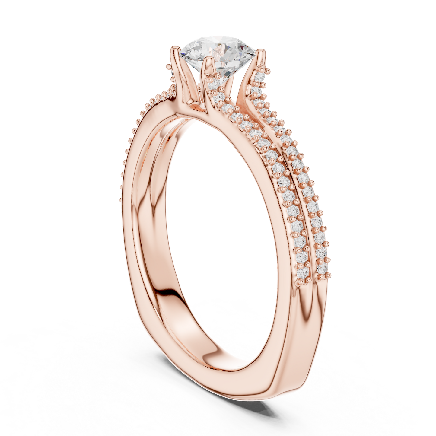 Round Side Stone Lab Grown Diamond Ring
