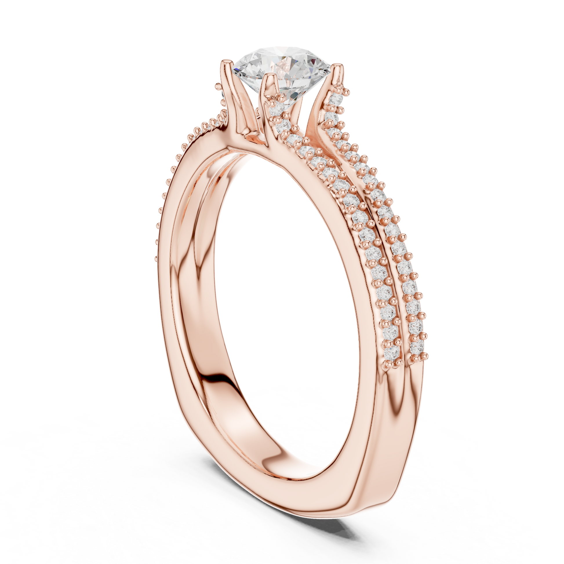 Round Side Stone Lab Grown Diamond Ring