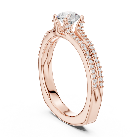 Round Side Stone Lab Grown Diamond Ring