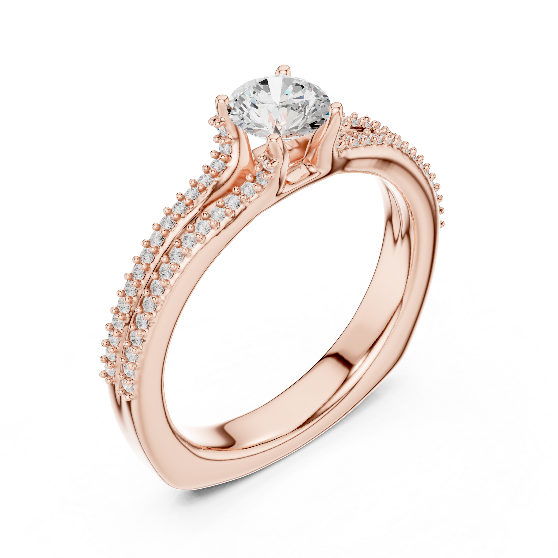 Round Side Stone Lab Grown Diamond Ring