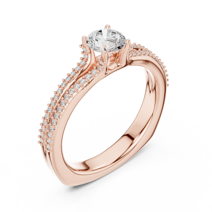 Round Side Stone Lab Grown Diamond Ring