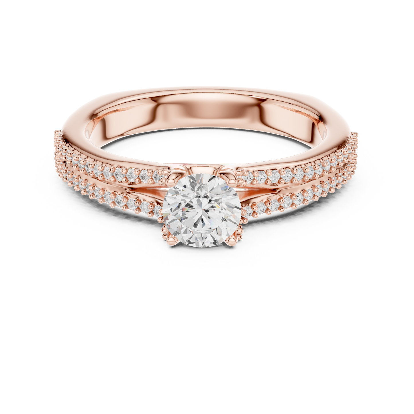 Round Side Stone Lab Grown Diamond Ring
