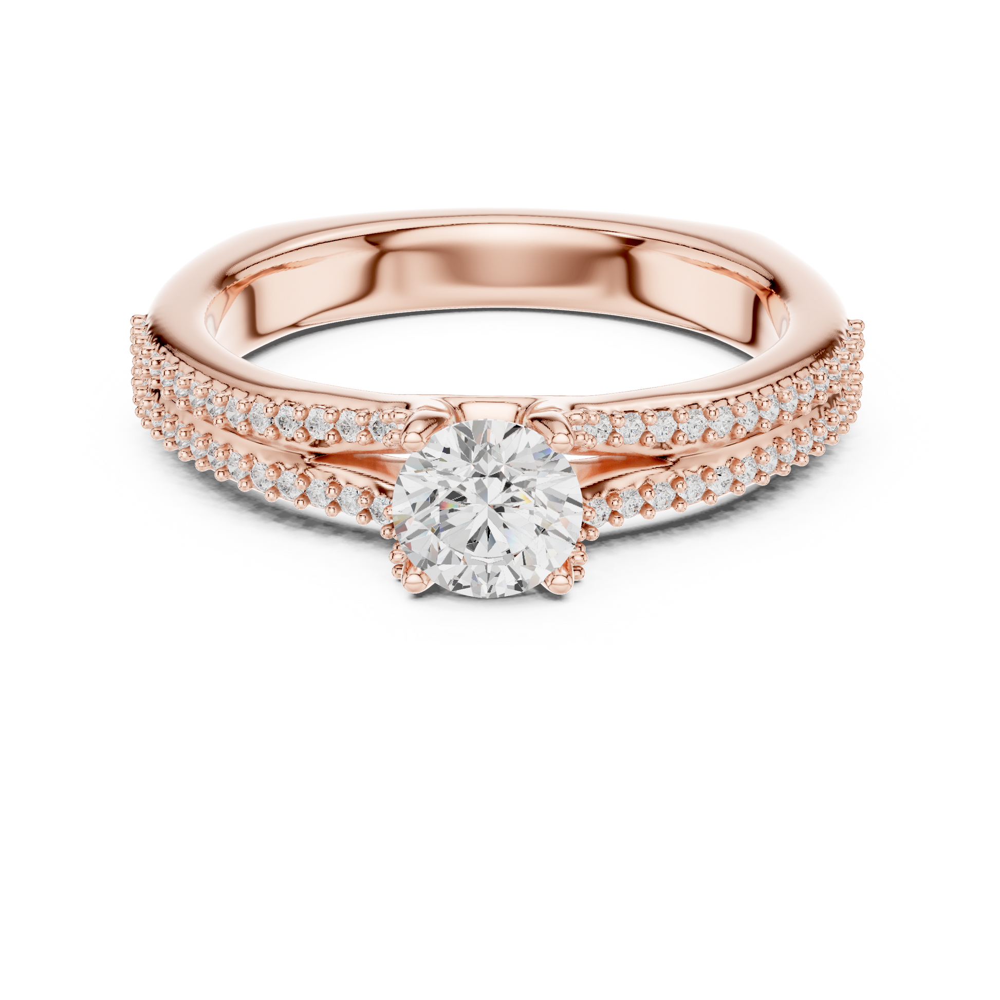 Round Side Stone Lab Grown Diamond Ring