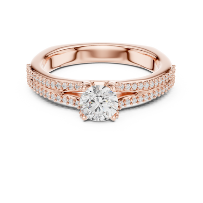 Round Side Stone Lab Grown Diamond Ring