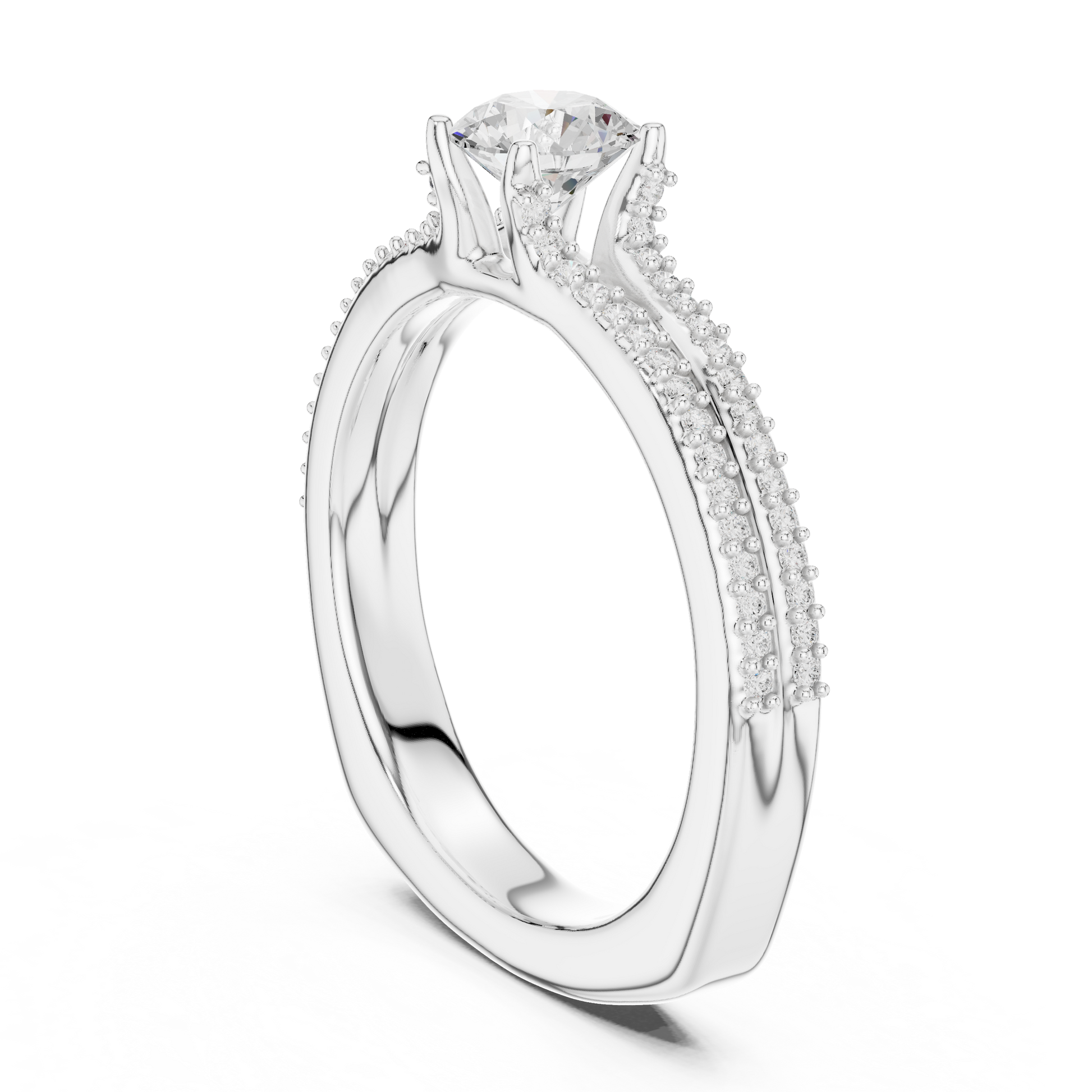 Round Side Stone Lab Grown Diamond Ring