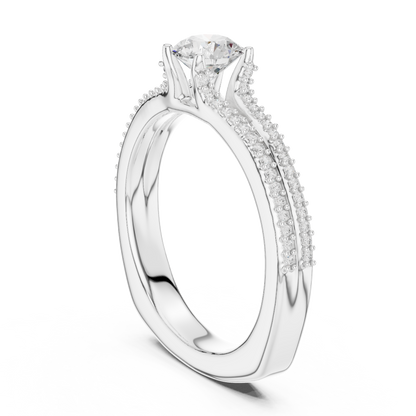 Round Side Stone Lab Grown Diamond Ring