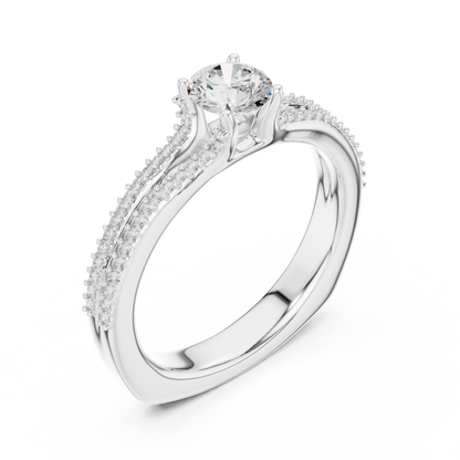 Round Side Stone Lab Grown Diamond Ring