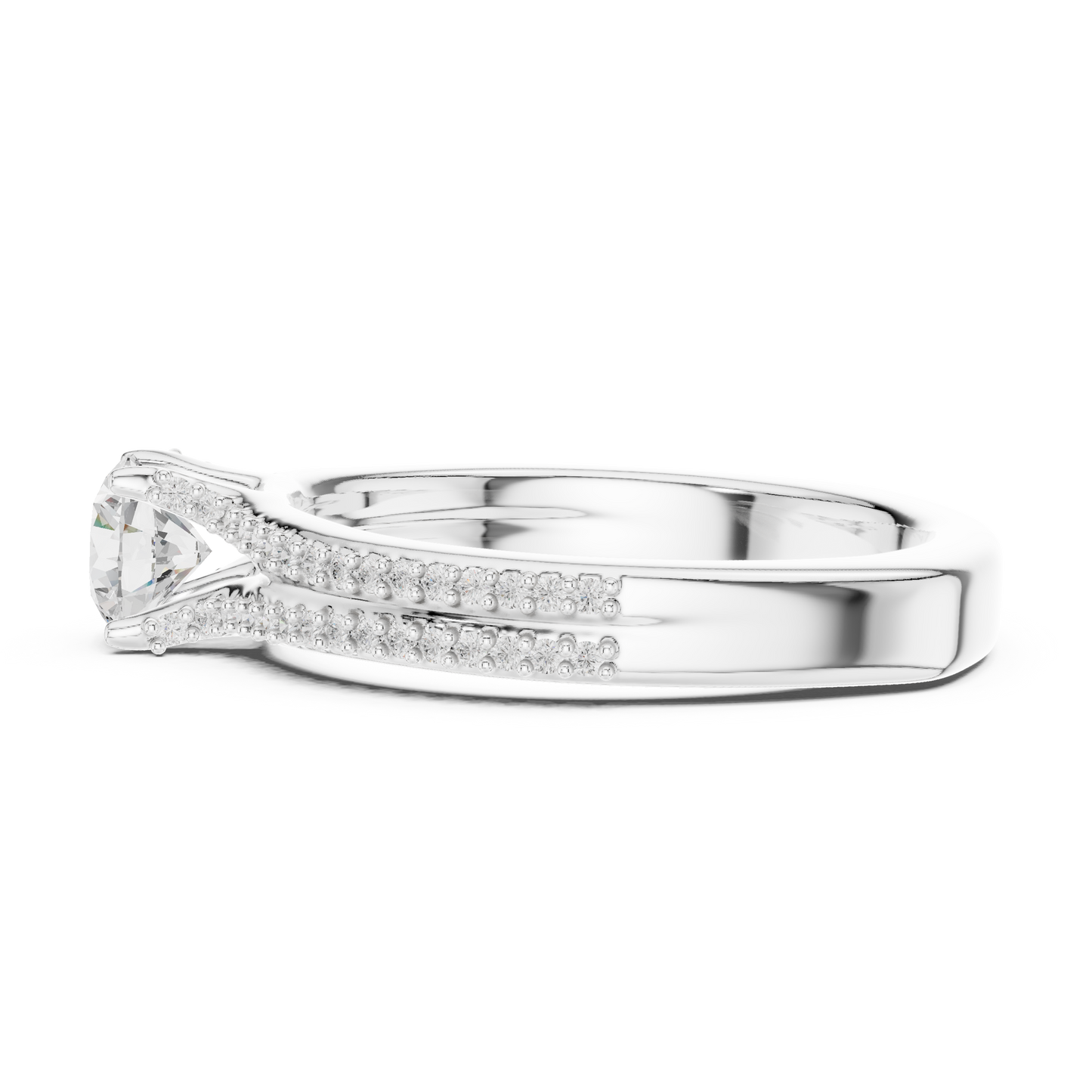 Round Side Stone Lab Grown Diamond Ring