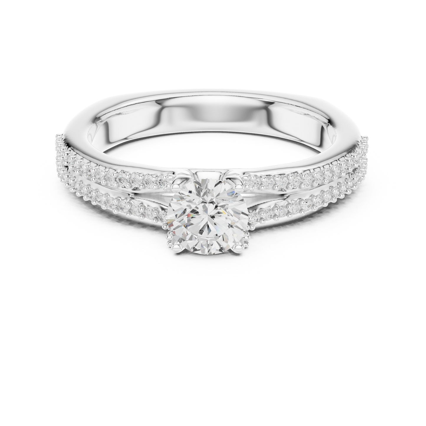 Round Side Stone Lab Grown Diamond Ring