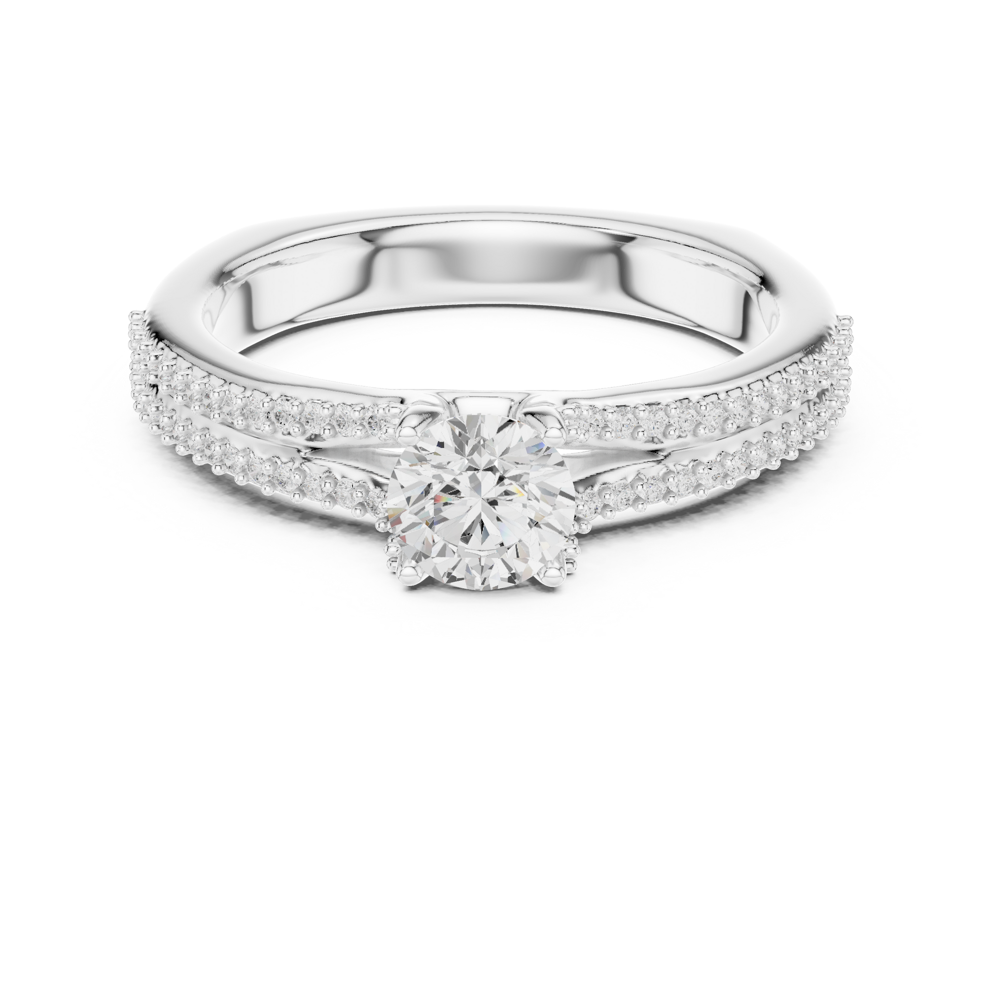 Round Side Stone Lab Grown Diamond Ring