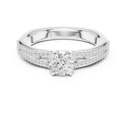 Round Side Stone Lab Grown Diamond Ring