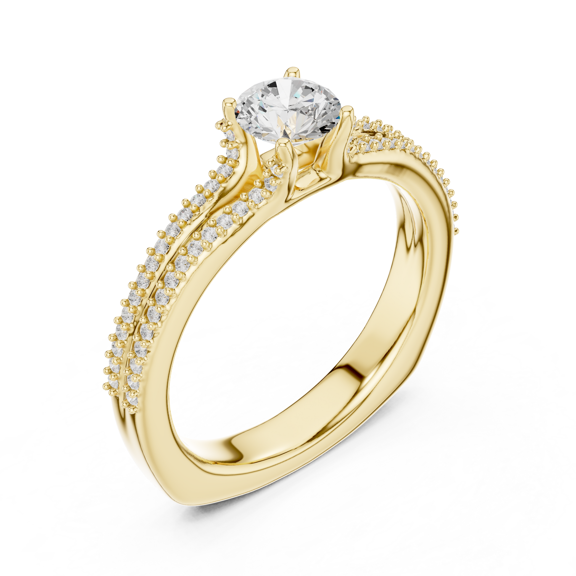 Round Side Stone Lab Grown Diamond Ring