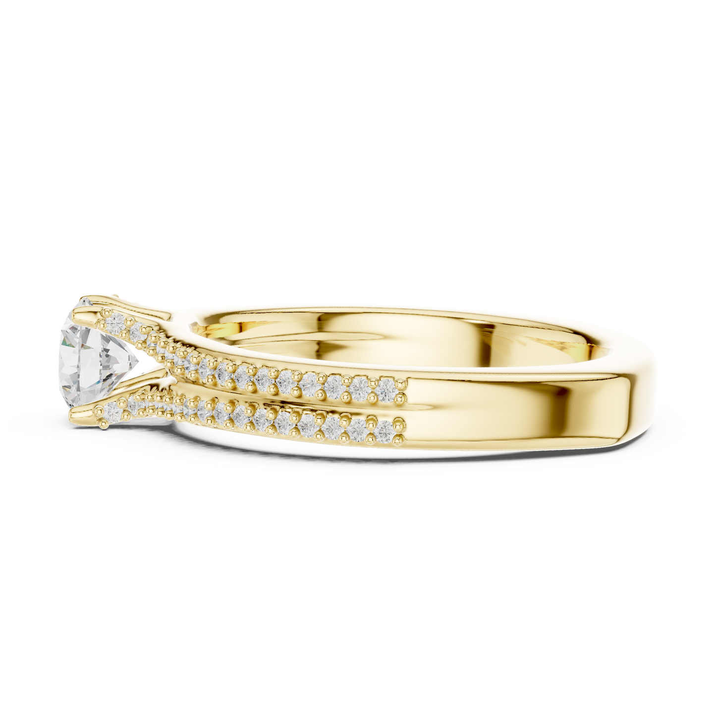 Round Side Stone Lab Grown Diamond Ring