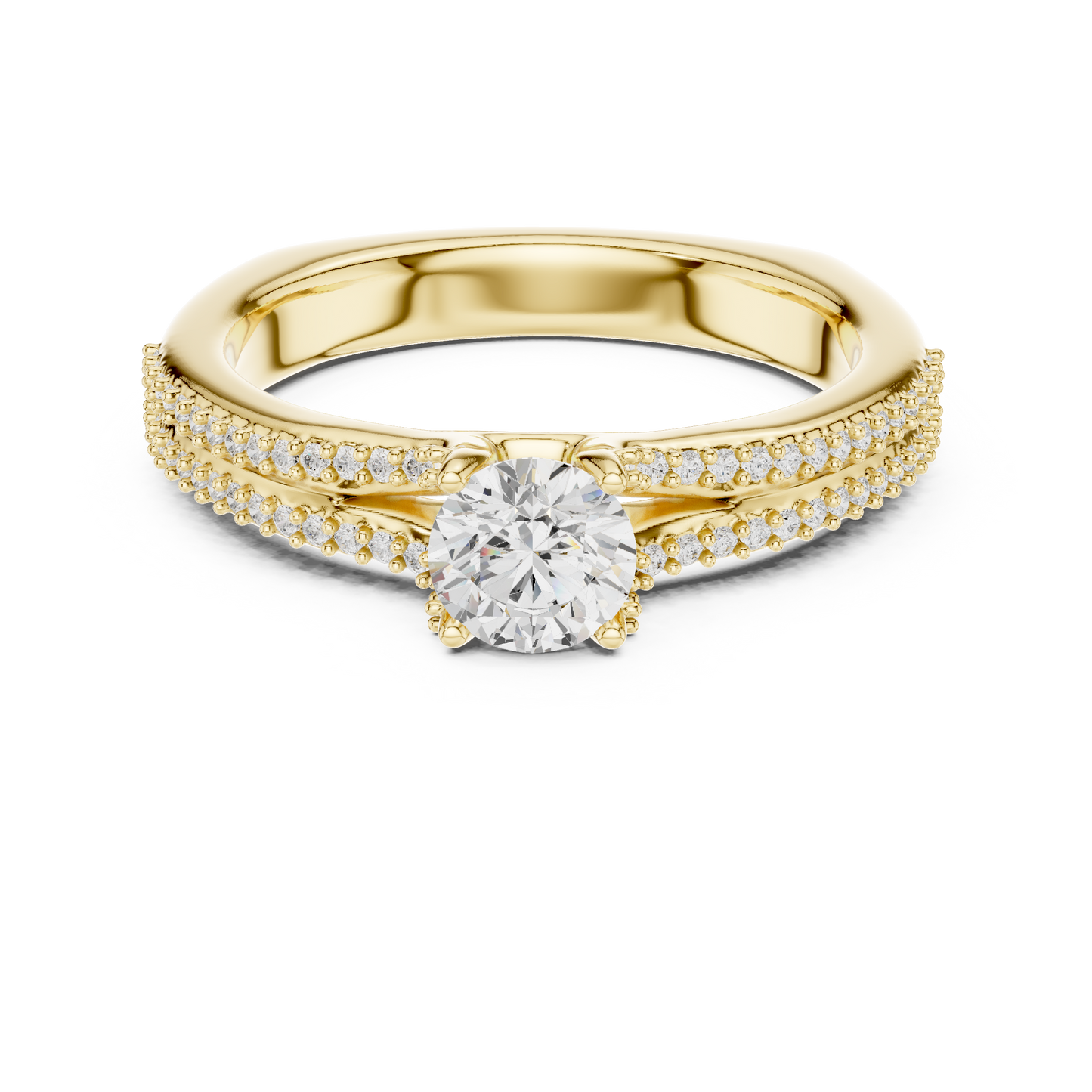 Round Side Stone Lab Grown Diamond Ring