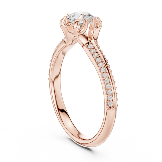 Round Side Stone Lab Grown Diamond Ring