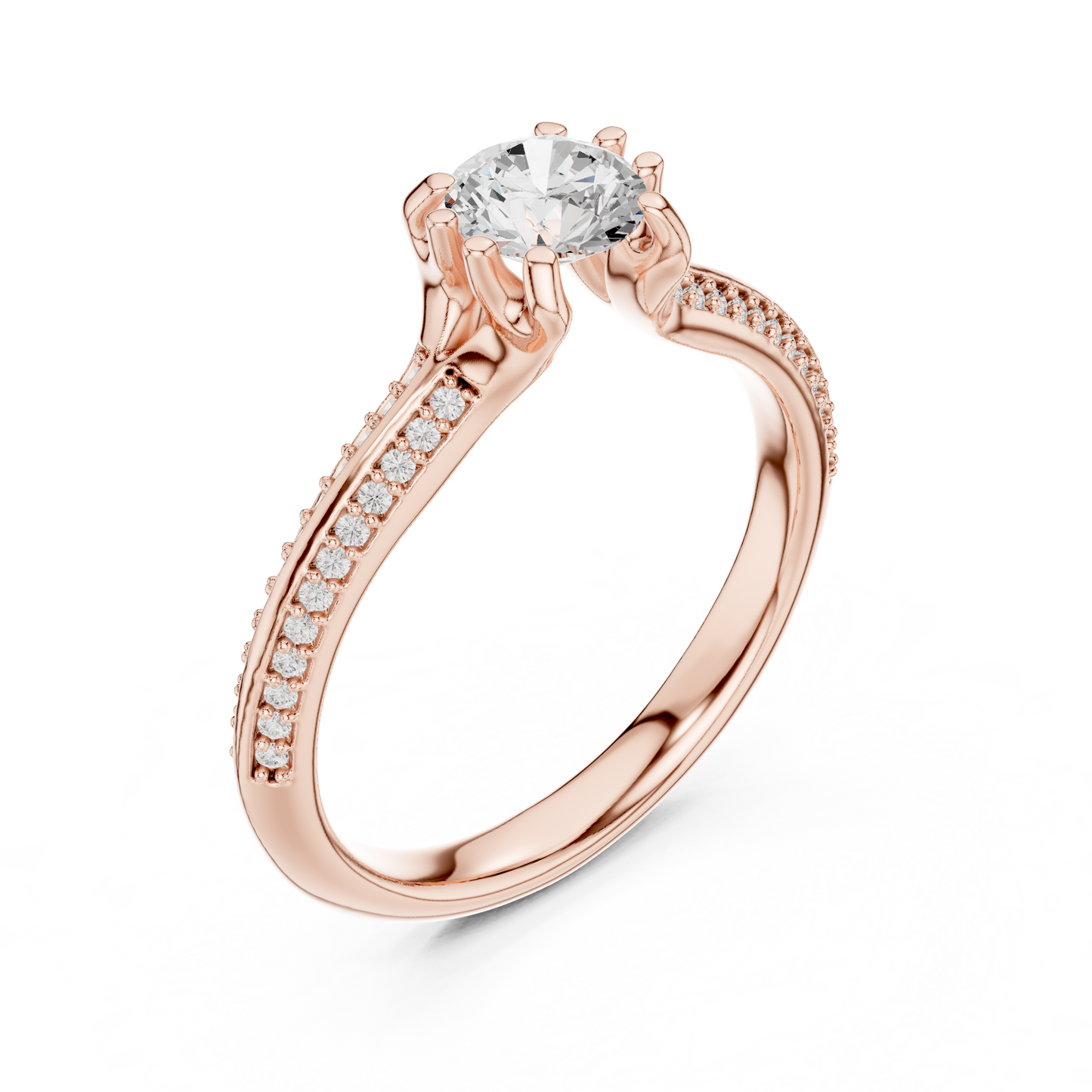 Round Side Stone Lab Grown Diamond Ring