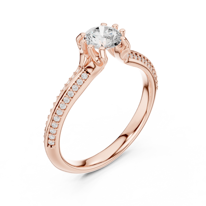 Round Side Stone Lab Grown Diamond Ring