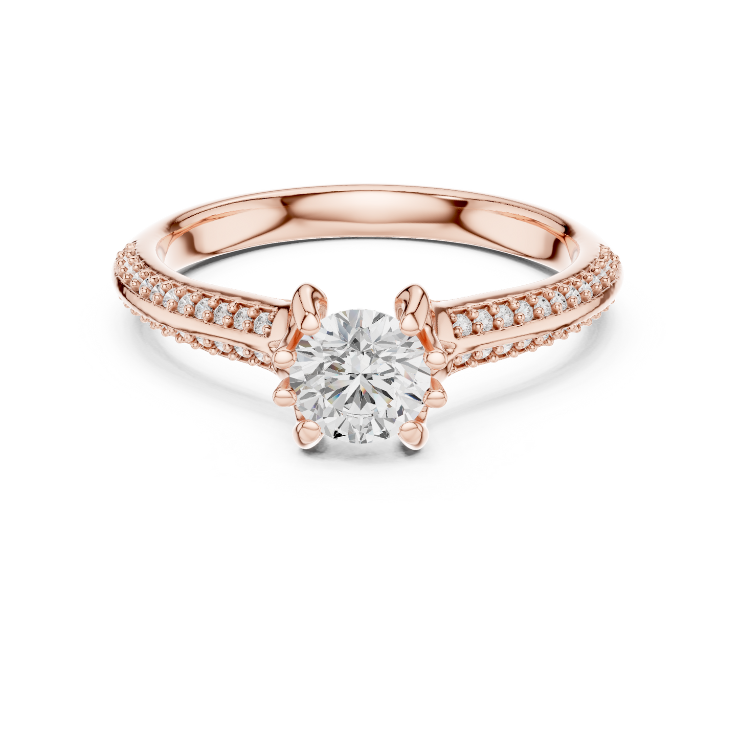 Round Side Stone Lab Grown Diamond Ring