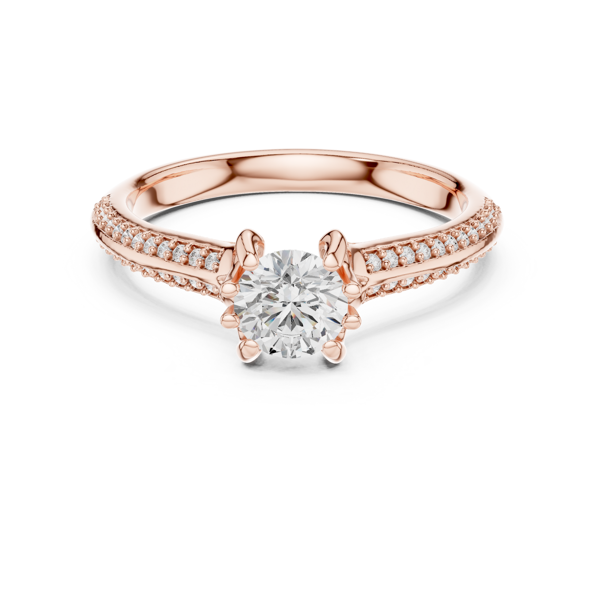 Round Side Stone Lab Grown Diamond Ring
