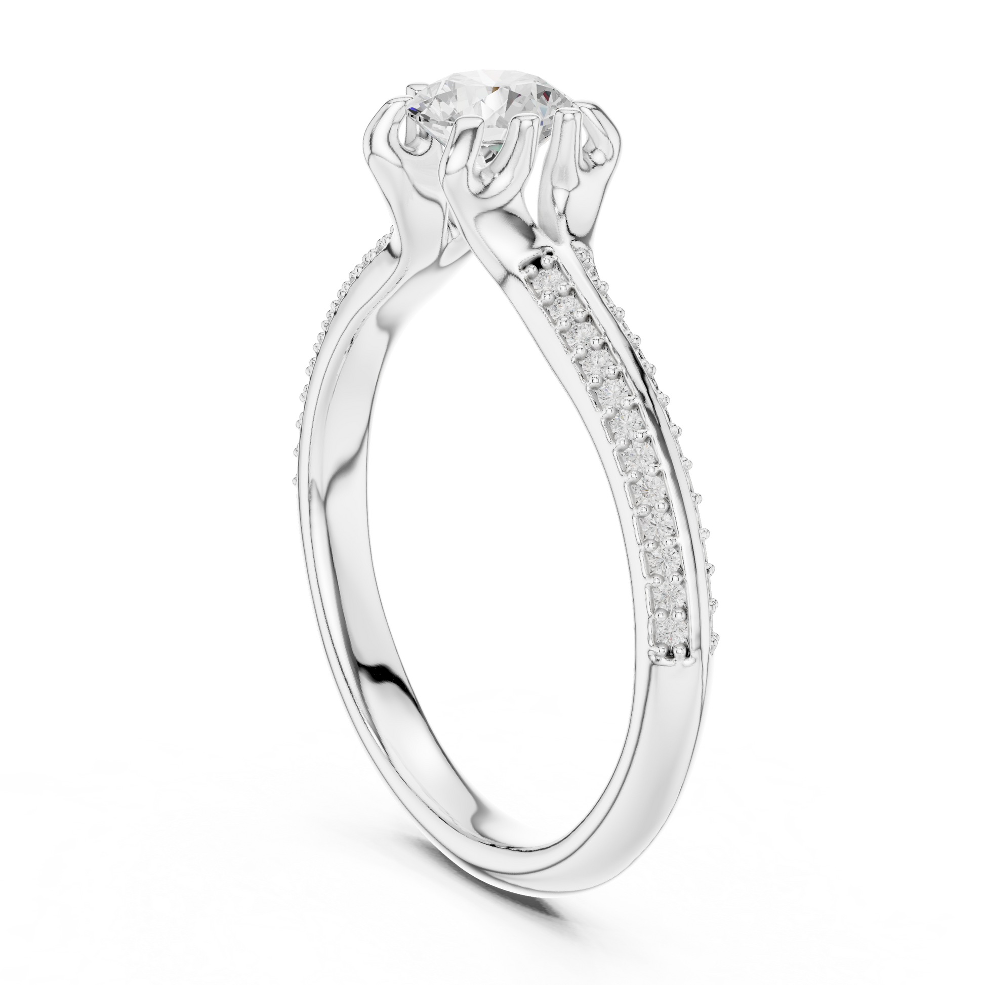 Round Side Stone Lab Grown Diamond Ring